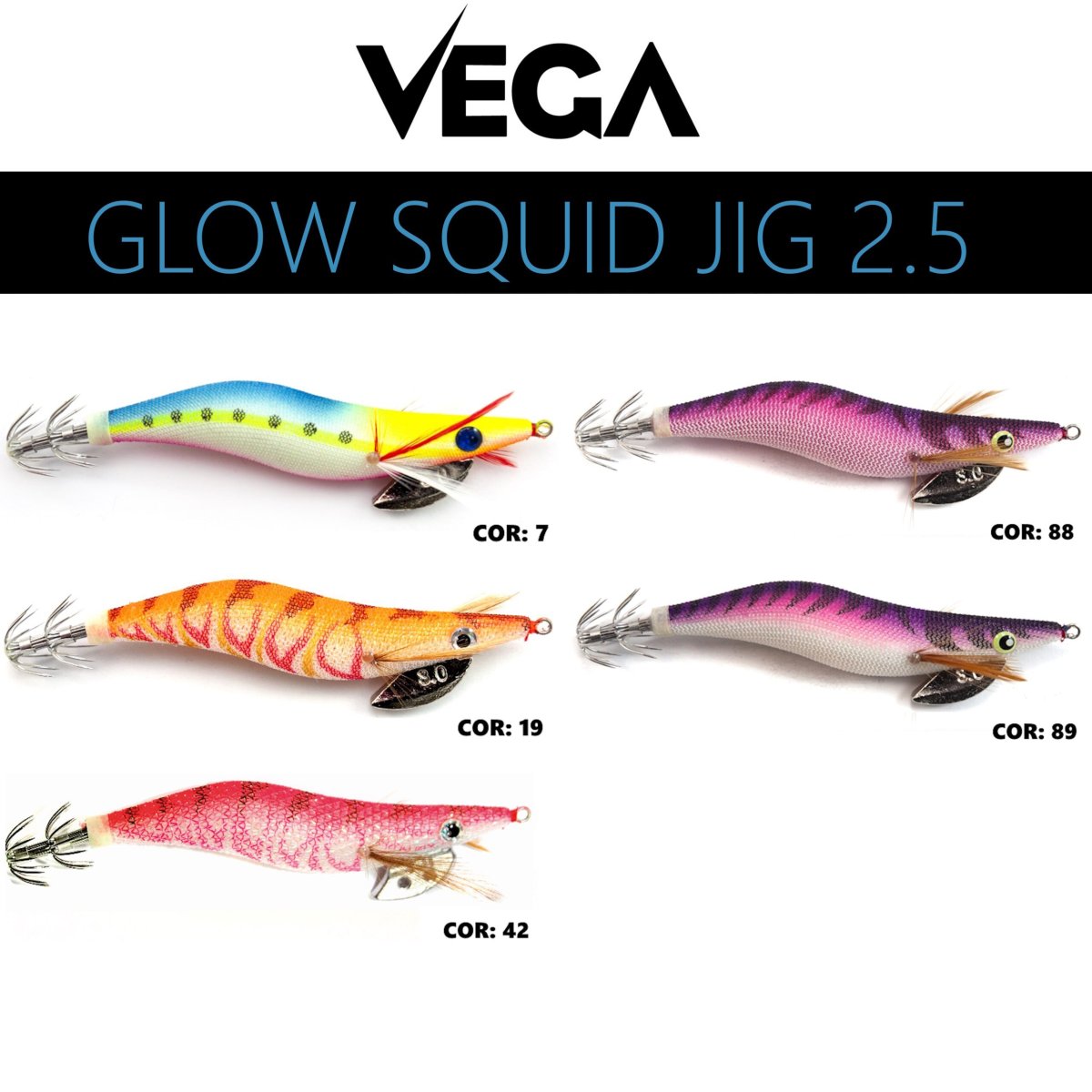 Toneiras Vega Glow Squid Jig Tamanho 2.5
